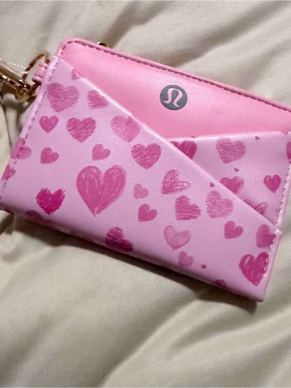 lululemon athletica Pink Heart Print Card & Key Pouch